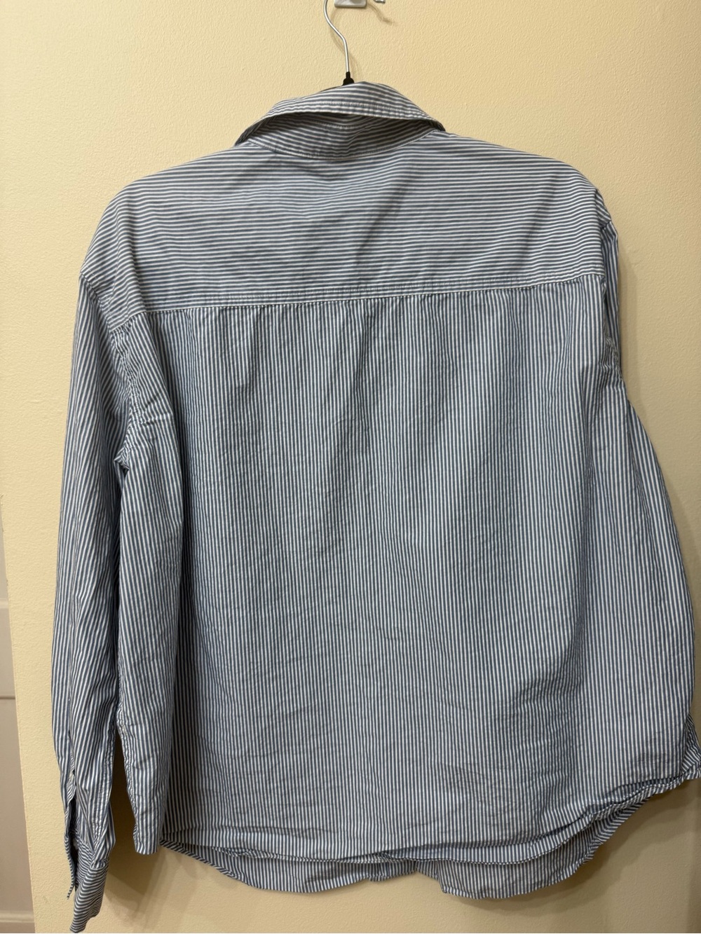 Quince M Organic Cotton Poplin Long Sleeve Oxford Shirt Blue Stripe Classic Eco - Picture 6 of 8